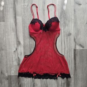 Black And Red Lingerie Cutout Dress